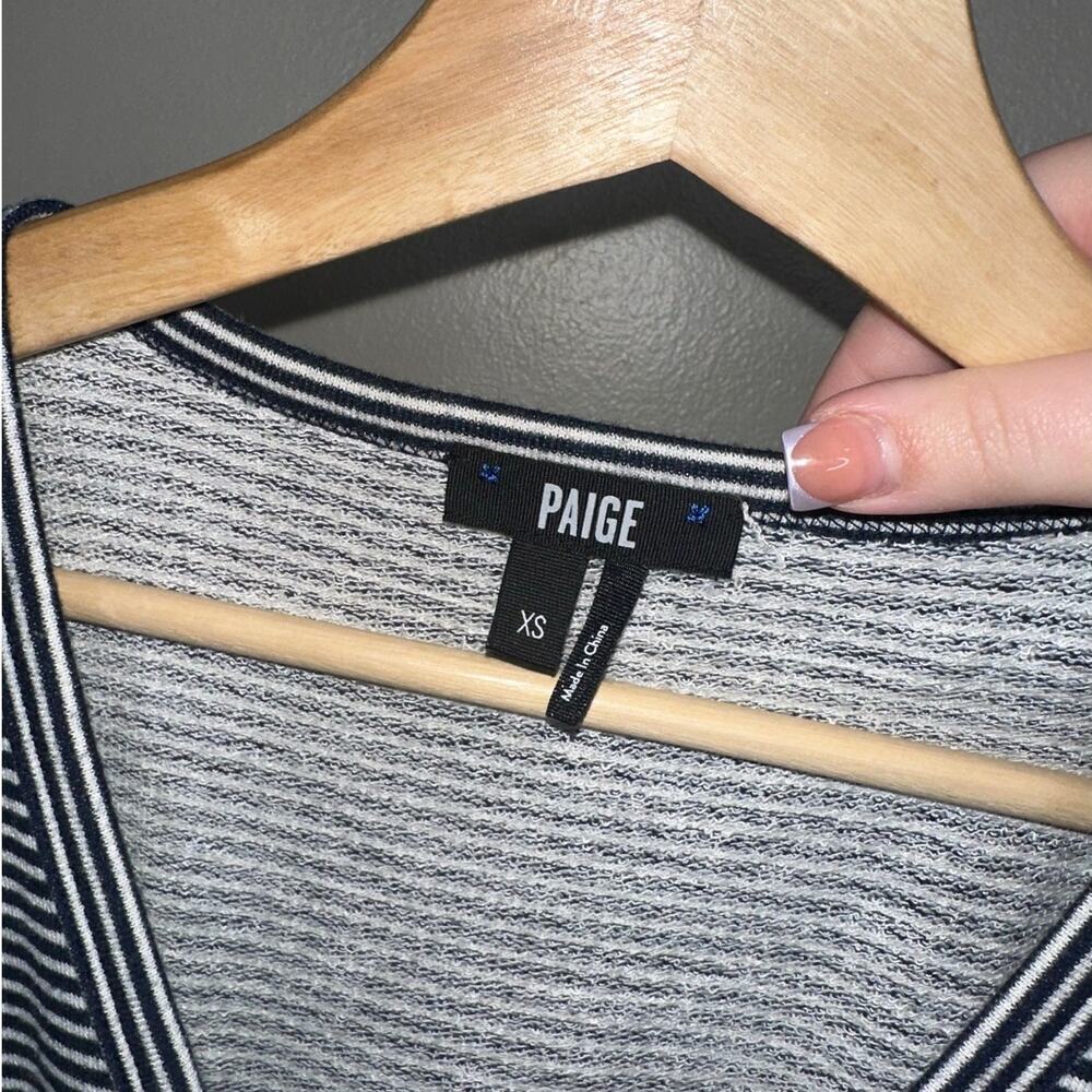 Paige Ravyn Waist Tie Midi Dress Ruffle Sleeve Navy/White Stripe Size XS - Picture 4 of 7